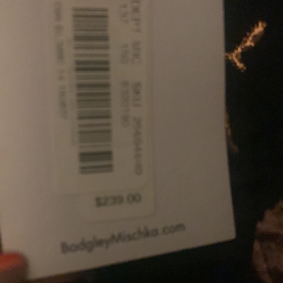 Belle Badgley Mischka Karina Boat Neck Floral Metallic Print Brocade Dress. - Picture 5 of 5